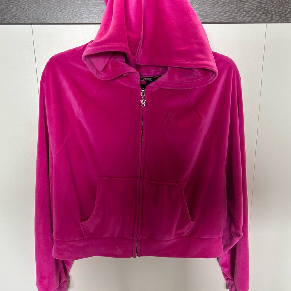 Victoria’s Secret Small Pink Velour Tracksuit Set (Pants and Hoodie)